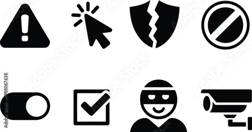 Security and warning icons collection a visual representation of risks and protection