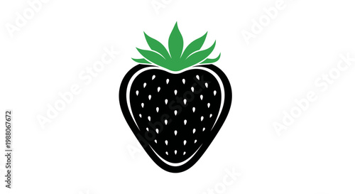 Blackberry, fruit icon, vector illustration, green leaves, black fruit