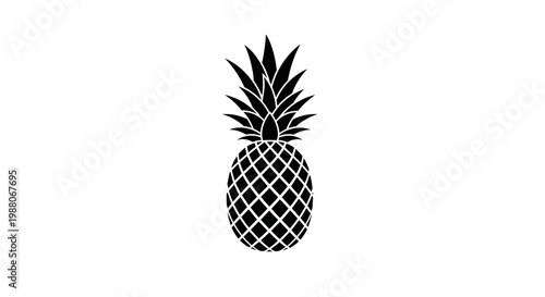 Black pineapple icon, fruit symbol, tropical illustration, vector graphic