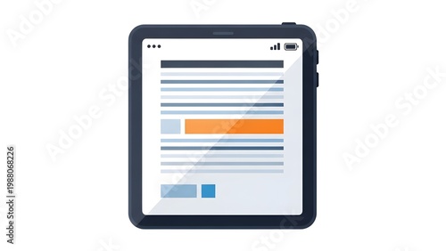 A graphic illustration of a tablet with a modern design on transparent background