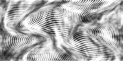 Halftone overlay resembling macro view leaf structure. Green dot texture. Vector banner for design and creative projects.