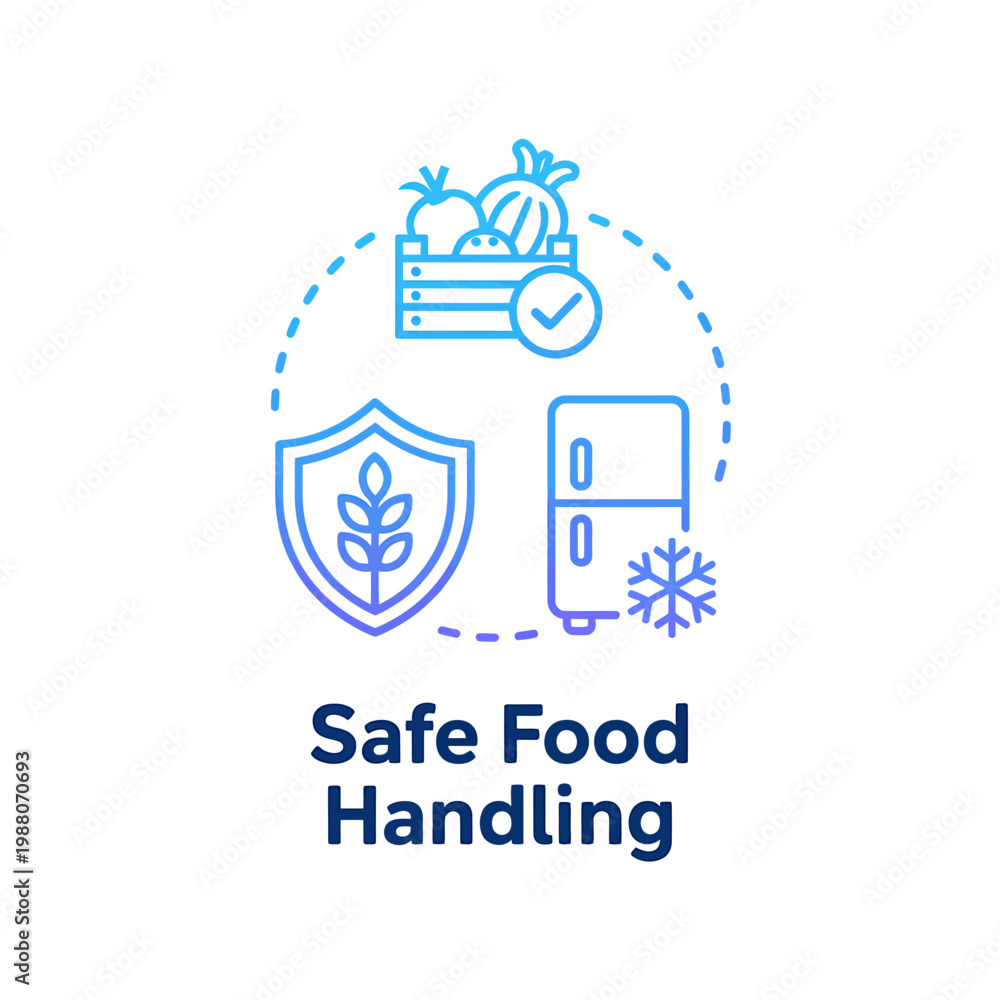 Fototapeta premium Safe Food Handling Concept with Icons Representing Freshness and Preservation