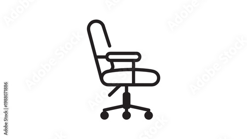 Office Chair Line Drawing - Ergonomic Ergonomic Seat Icon Black White Minimalist Illustration