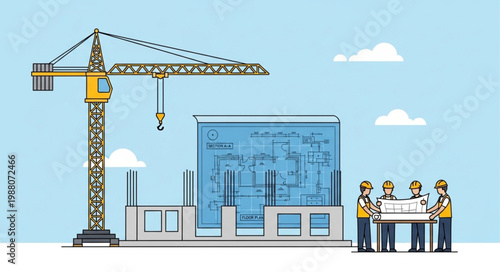 Construction Site Blueprint Planning Project Development.