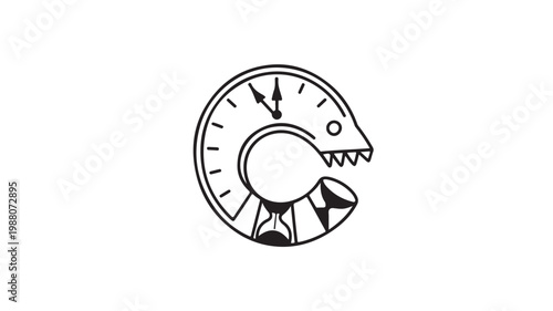 Dinosaur Speedometer Gauge Vector Illustration for Automotive Performance and Racing Concepts