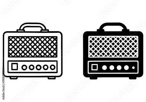 Guitar amplifier silhouettes music audio equipment