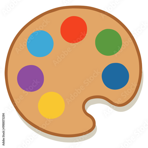 Colorful paint palette with six paints painting artist