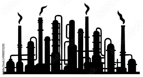 Industrial refinery silhouette factory plant