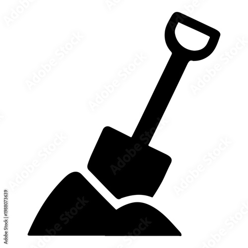 Shovel in a pile of dirt digging excavation