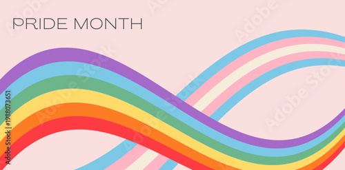 Queer pride month background with inclusive rainbow and transgender flag lines. Abstract vector banner, flowing y2k aesthetic graphic for queer event, social media header, or digital content template.