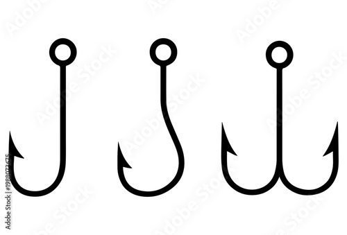 Three fishing hooks fishing gear fishing equipment