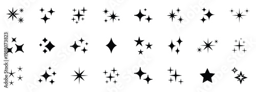 Star icons. Twinkling stars. Sparkles, shining burst. sparkle star set. sparkle icons collection. Effect shine, glitter, twinkling and clean. Star sparkle icon. Vector illustration.