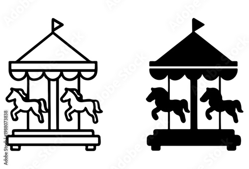 Carousel horses merry-go-round silhouette transparent background