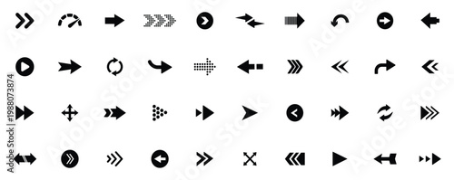Arrow icon set. Arrow. Cursor. Black vector arrows icons. Collection different arrows sign. Modern simple arrows. Black arrow pointing to the right. Black direction pointer. Vector illustration.