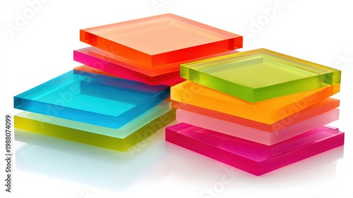 Colorful stacked acrylic sheets for creative projects and design applications