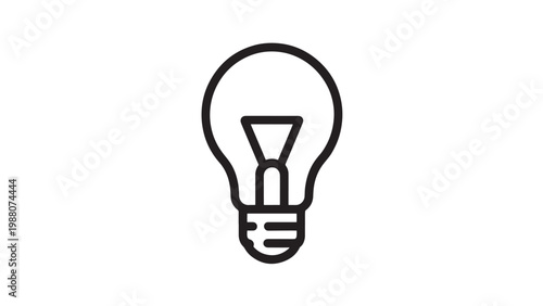 Light Bulb Line Drawing - Minimalist Idea Icon Black and White Schematic Illustration