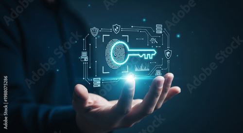 hand holding futuristic ai technology hologram with data analytics and digital interface