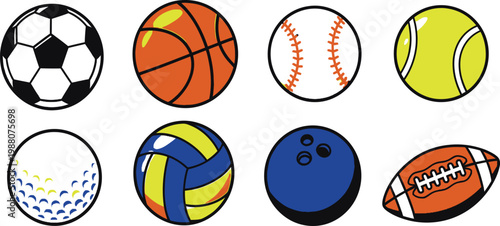 Collection of Various Sports Balls Isolated on White Background