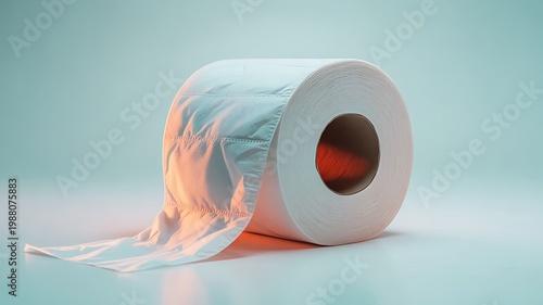 isolated roll of toilet paper, half-used, white background