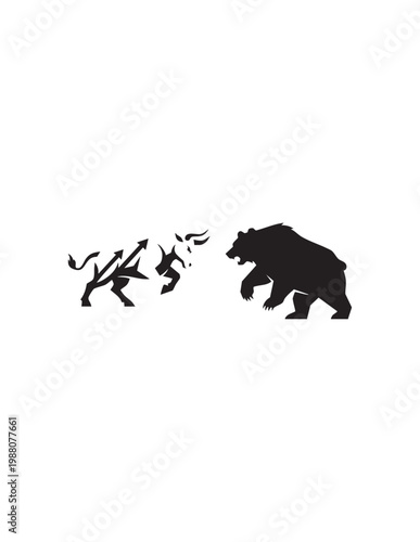 A bear confronts a devil in a dramatic symbolic illustration