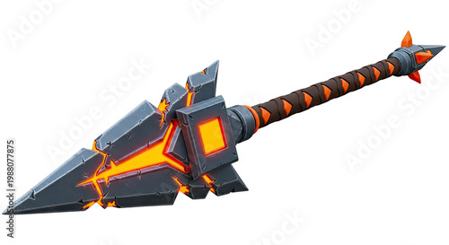 Fantasy Spear with Glowing Lava Core