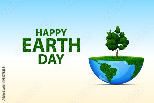 Happy Earth Day concept for safe and Green Globe 22nd April