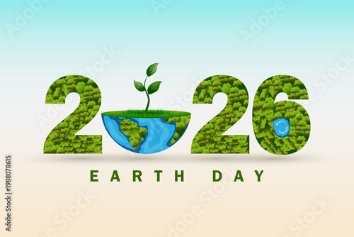 Happy Earth Day concept for safe and Green Globe 22nd April