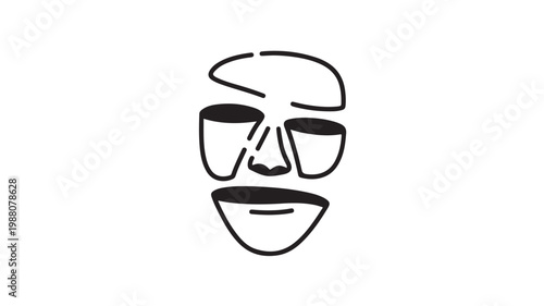 Mental Health Face Fragmented Line Art Portrait Symbolizing Anxiety Depression and Psychological Distress