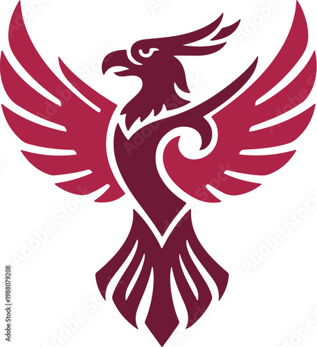 Stylized Phoenix Bird Vector Icon