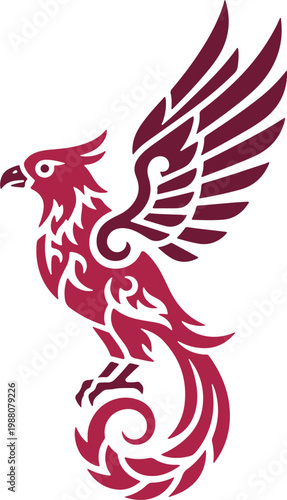 Stylized Phoenix Bird Vector Icon