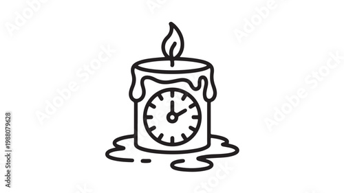 Melting Candle Clock Vector Symbolizing Time Management Deadline Urgency and Life Passage
