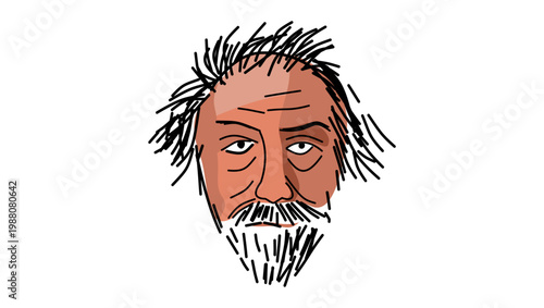 Charles Angrand portrait, flat vector illustration