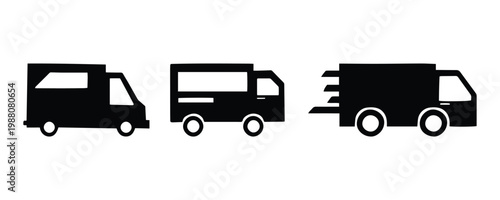 Delivery Truck Icon Set – Fast Shipping, Express Logistics & Transport Vector