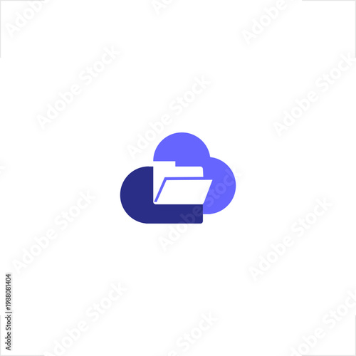 Digital storage niche logo for computing industry featuring minimalist flat style for web hosting use, combining cloud and folder icons to represent data management, backup services, online document