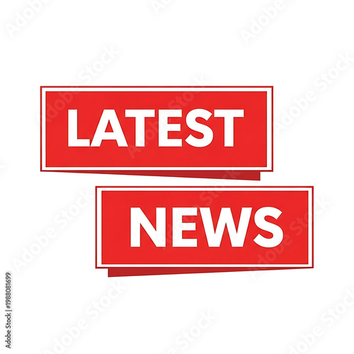 A bold red graphic icon displaying the text latest news in a stylized block letter presentation