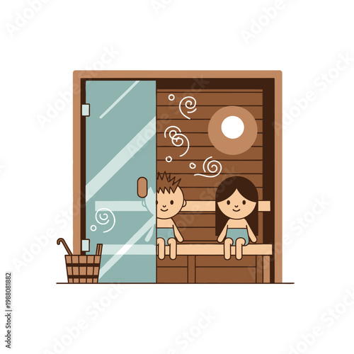 Children Enjoying a Sauna Experience in a Wooden Cabin