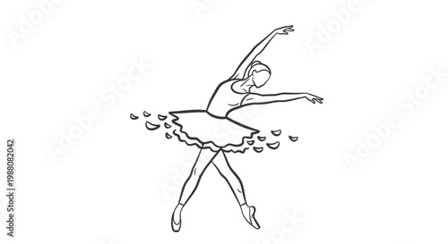 Ballet dancer, ballerina illustration, dancing woman, heart design, vector art