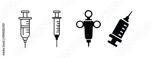 Syringe Medical Equipment Vector Icon Set