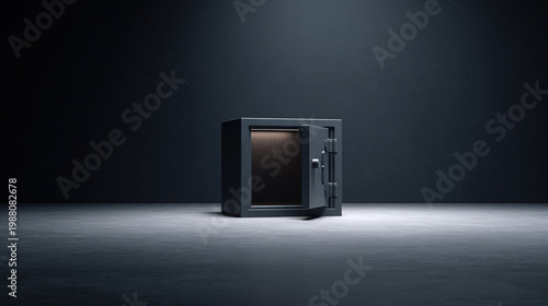 An empty safe box with the door wide open 