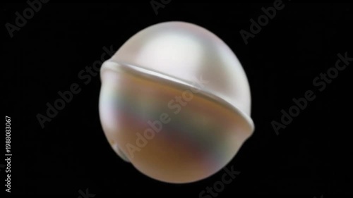 Pearl in shell on black background.