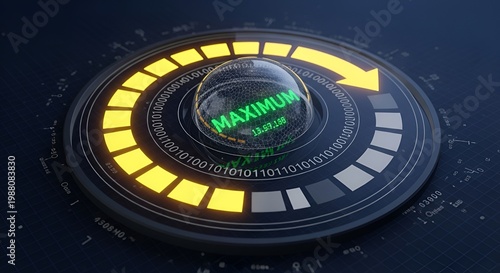 Maximum data limit gauge with binary code background