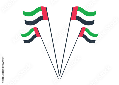United Arab Emirates Flag Icon Set – Round Badge, National Symbol & Vector Illustration