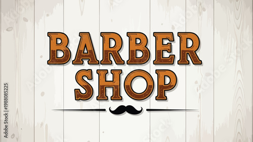 Vintage-style sign for a classic barber shop with a mustache accent Vector