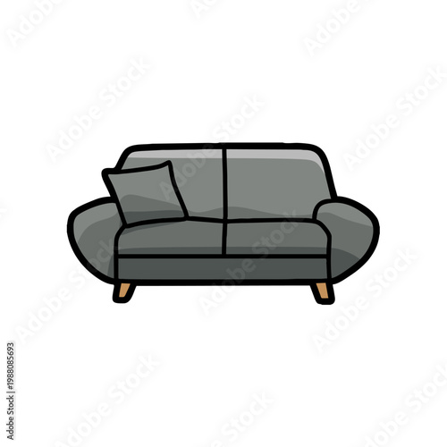 simple vector of a long living room chair with a cushion