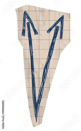 Cut paper with pen hand drawn arrows