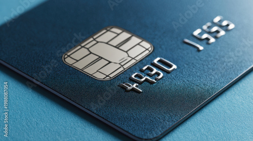 Bank card on blue background