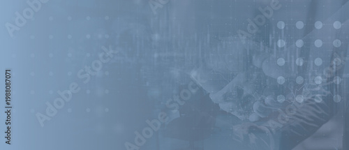 Digital Business Analytics Background with Blue Data Visualization Overlay