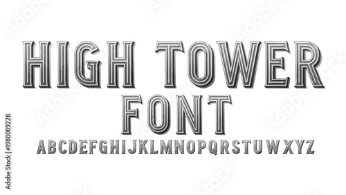 Vintage-style high tower font display with uppercase and lowercase letters Vector