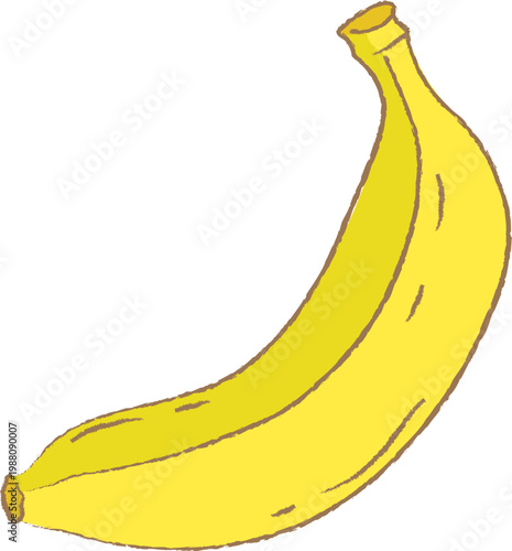 Hand Drawn Stylized Yellow Banana Illustration Isolated on White Background