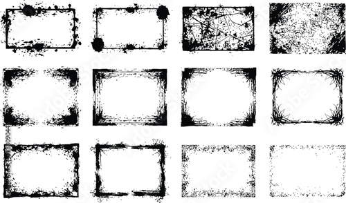 Collection of distressed grunge frames and borders for graphic design